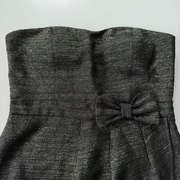 Ya Los Angeles Mini Dress w/ Bow Black Gold Metallic Glam Cocktail Party Size L - Picture 9 of 12